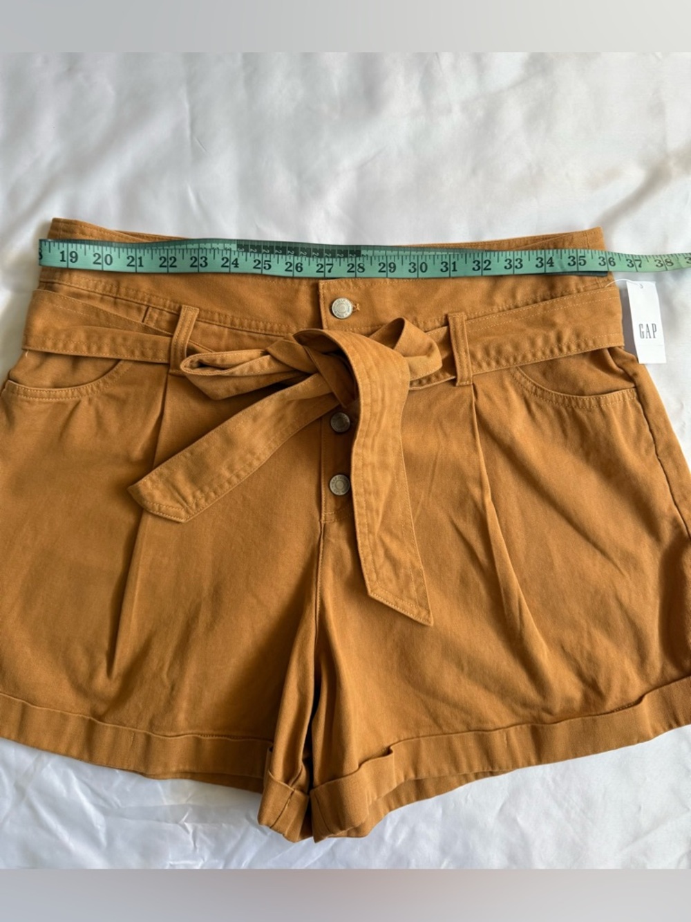 GAP Women’s Rust-Orange High-Waist Belted Shorts 16 - Picture 8 of 14